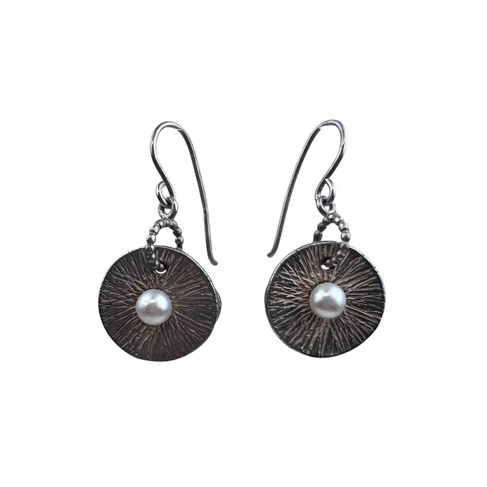 Didae Israel Sterling Silver Hook Pierced Earrings Real Pearl
